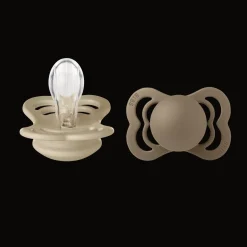 Discount 2-Pack SUPREME Symmetrisk Napp I Silikon Vanilla / Dark Oak Nappar & Napphållare