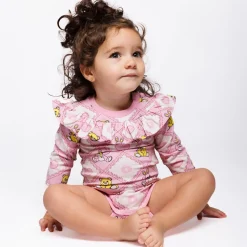 Sale Paula Långärmad Baby Body Med Nallebjörnar Rosa Lace Barn Bodys & Bodysuits