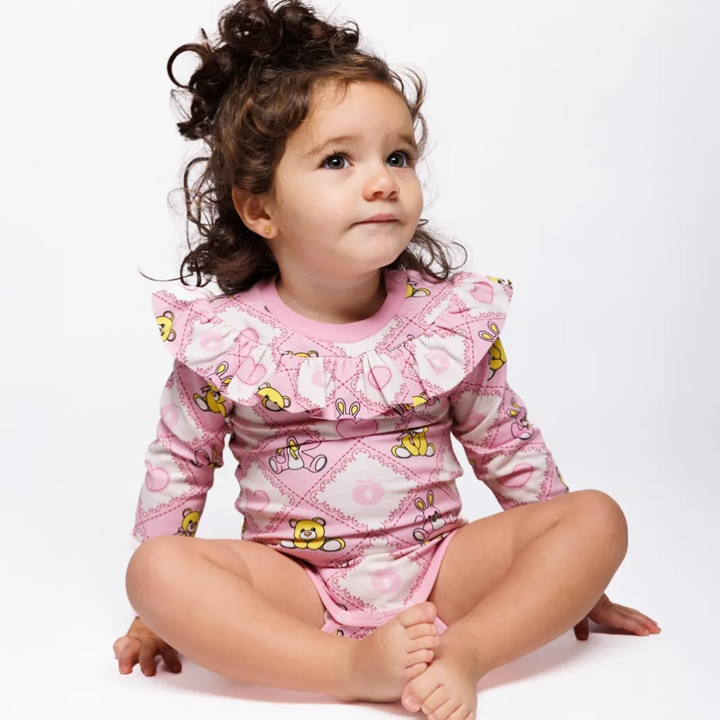 Sale Paula Långärmad Baby Body Med Nallebjörnar Rosa Lace Barn Bodys & Bodysuits