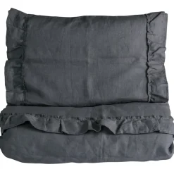Clearance Påslakanset Vagn/Vagga Mood Volang Graphite Grey Bäddtextilier