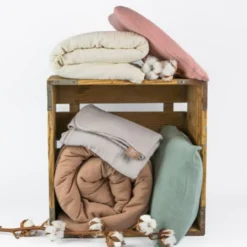 New Påslakanset Vagn/Vagga Muslin Frosty Green Bäddtextilier