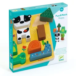 Hot Puzz & Match Happy 2-i-1 Avlastningspussel Och Byggklossar Spel & Pussel