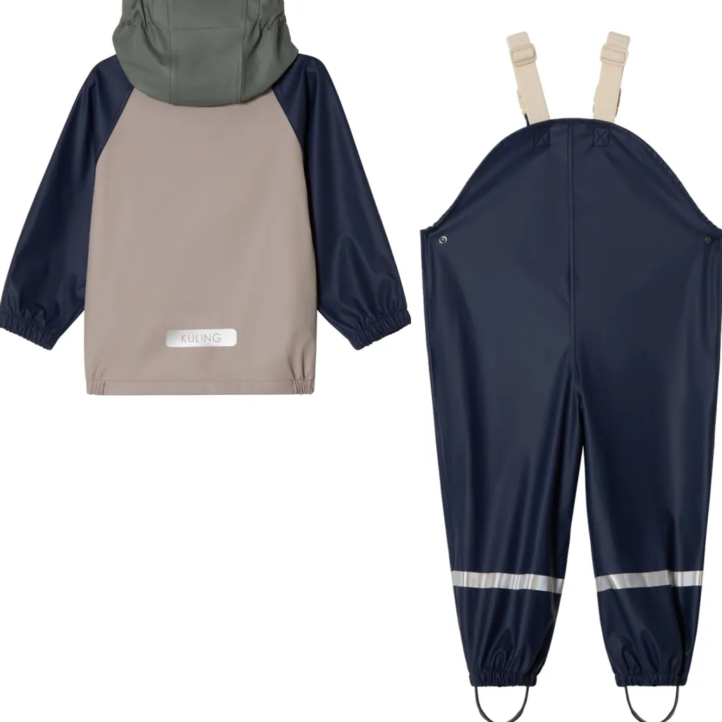 Hot San Marino Ofodrat Regnställ Taupe/navy/light Green Blocking Regnställ