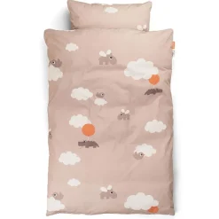 Best SE GOTS Happy Clouds 100 x 130 / 38 x 55 cm Junior Påslakanset Puderrosa Bäddtextilier