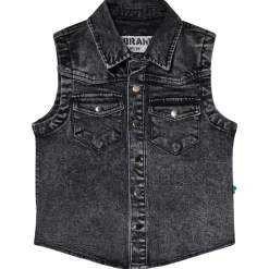Discount Stone Wash Cut Off Denim Täckväst Grå Barn Tröjor & Toppar