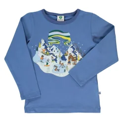Clearance T-shirt i Federal Blue med vinterlandskapsdesign Barn Tröjor & Toppar
