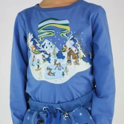 Clearance T-shirt i Federal Blue med vinterlandskapsdesign Barn Tröjor & Toppar