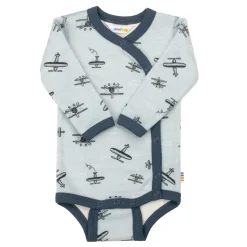 Online Wool Baby Body Med Sidostängning Light Blue Barn Bodys & Bodysuits