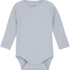Clearance Wrap Body LS Mélange Rib Zen Blue Zen Blue Wrap Baby Body Barn Bodys & Bodysuits