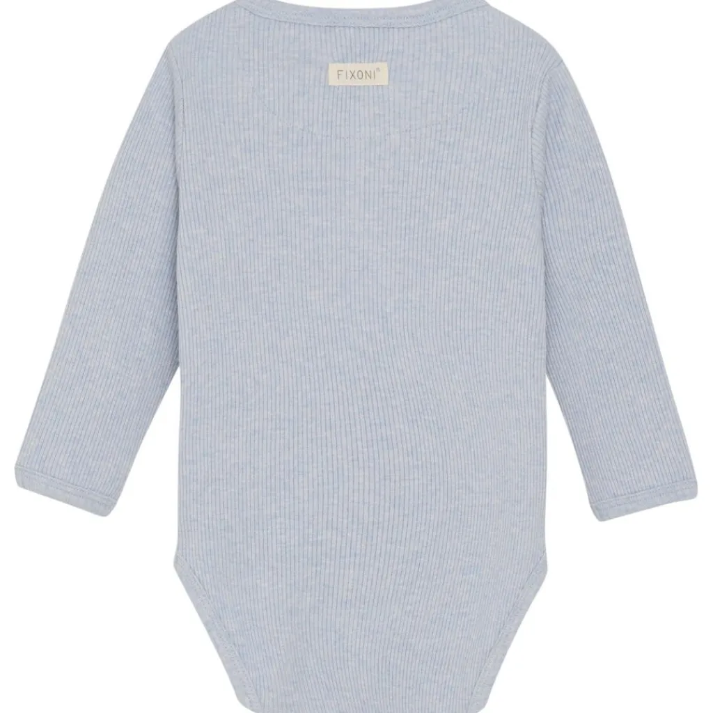 Clearance Wrap Body LS Mélange Rib Zen Blue Zen Blue Wrap Baby Body Barn Bodys & Bodysuits