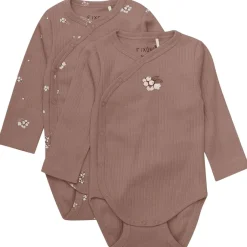Outlet Wrap Body LS 2-Pack Rib Deep Taupe Wrap Body Baby Body Deep Taupe Kollektion Barn Bodys & Bodysuits