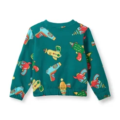 Yapeen With Space Blasters Sweatshirt Petroleum Green Barn Tröjor & Toppar
